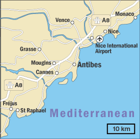 Map of the Cote d'Azur